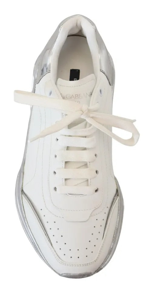 Weiße und silberne Daymaster Damen-Sneakers aus Leder