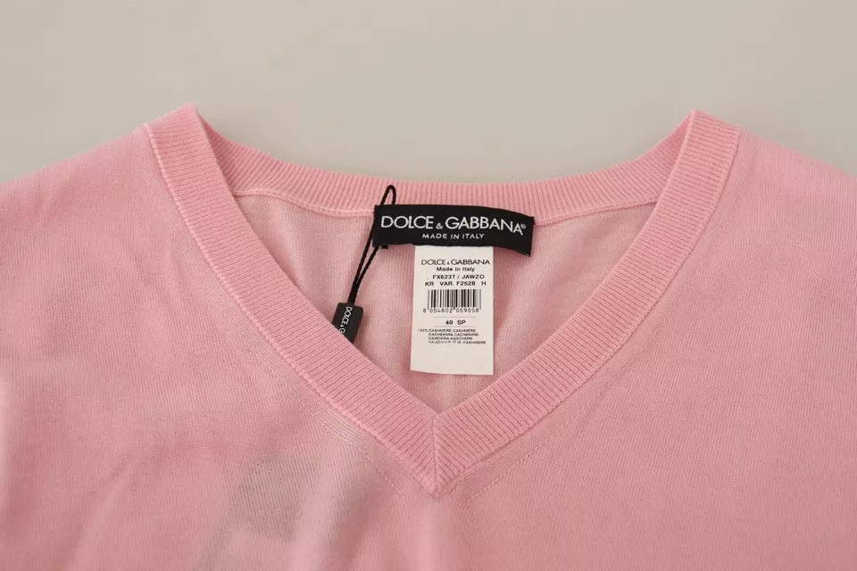 Rosa V-Ausschnitt Pullover Kaschmirpullover für Damen