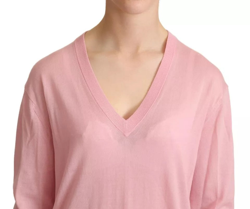 Rosa V-Ausschnitt Pullover Kaschmirpullover für Damen