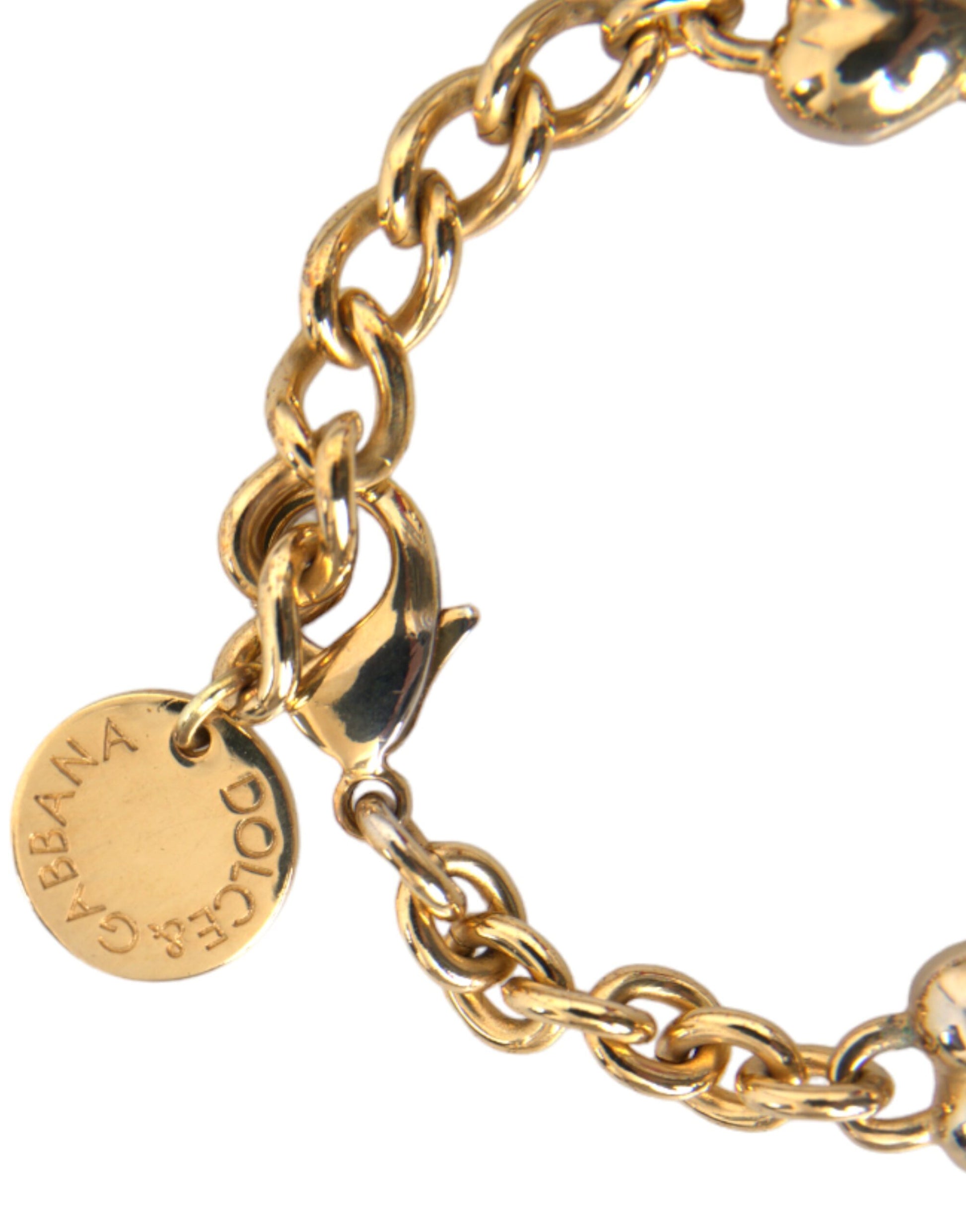 Goldfarbenes Messing-Kettenarmband „MY DOG“ mit Herzmotiv