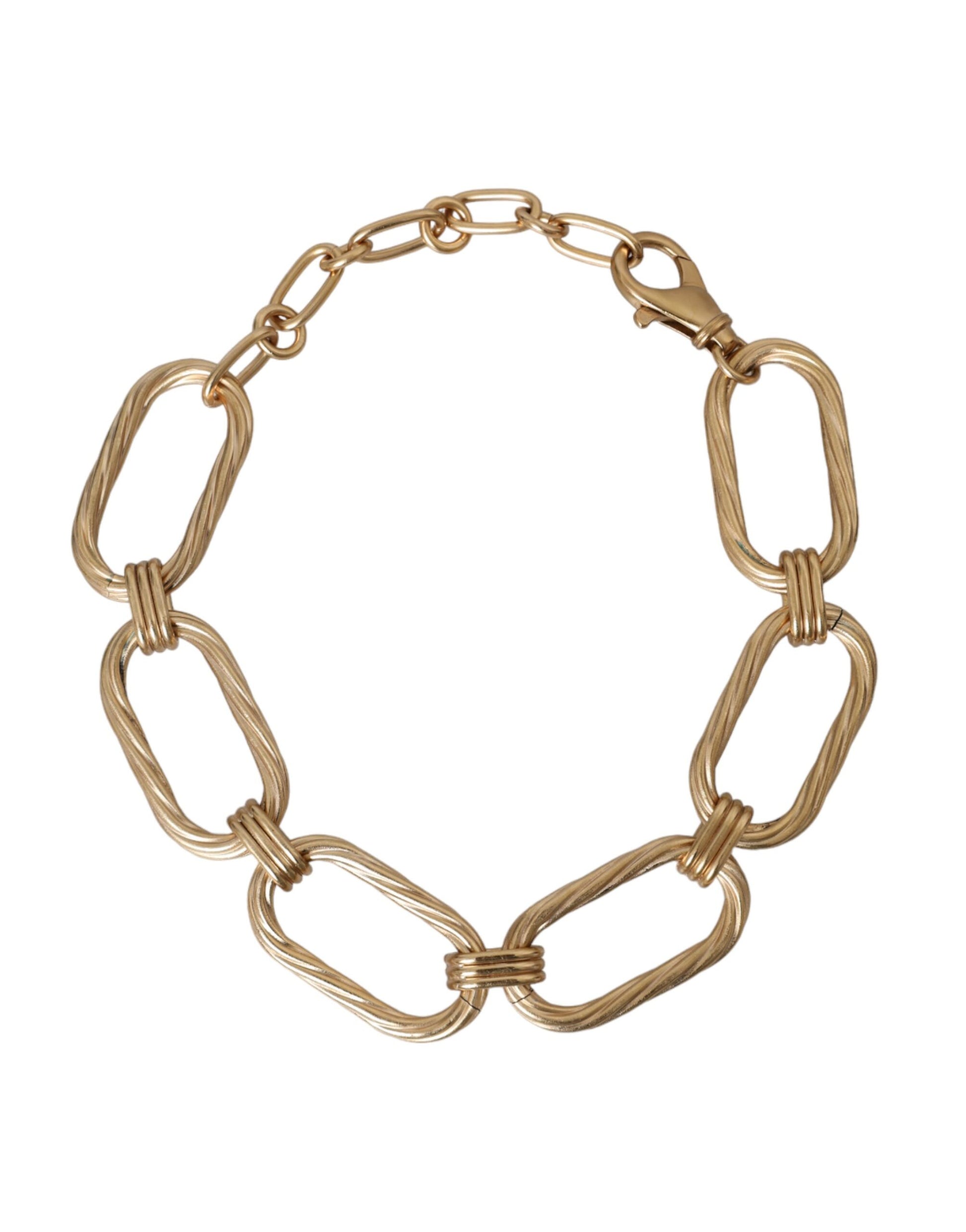 Gold Tone Brass Large Link Chain Jewelry Necklace