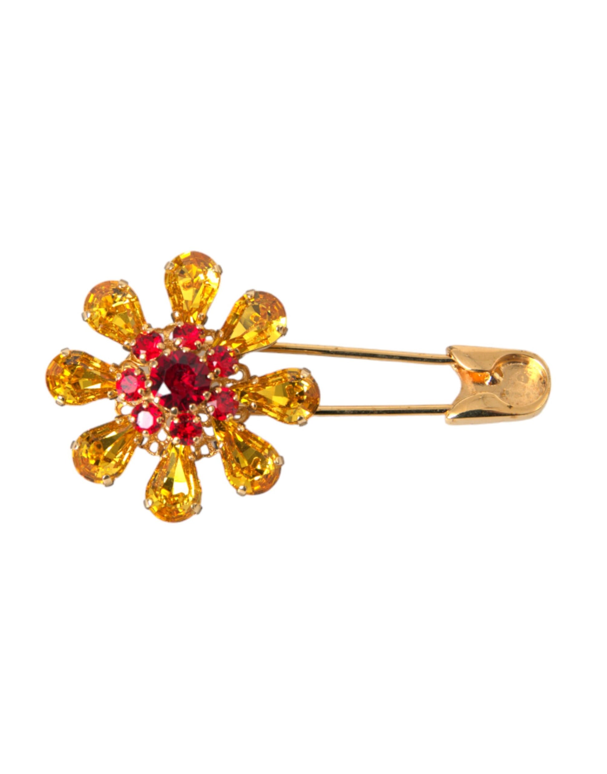 Gold Messing Floral Kristall Schmuck Brosche Pin