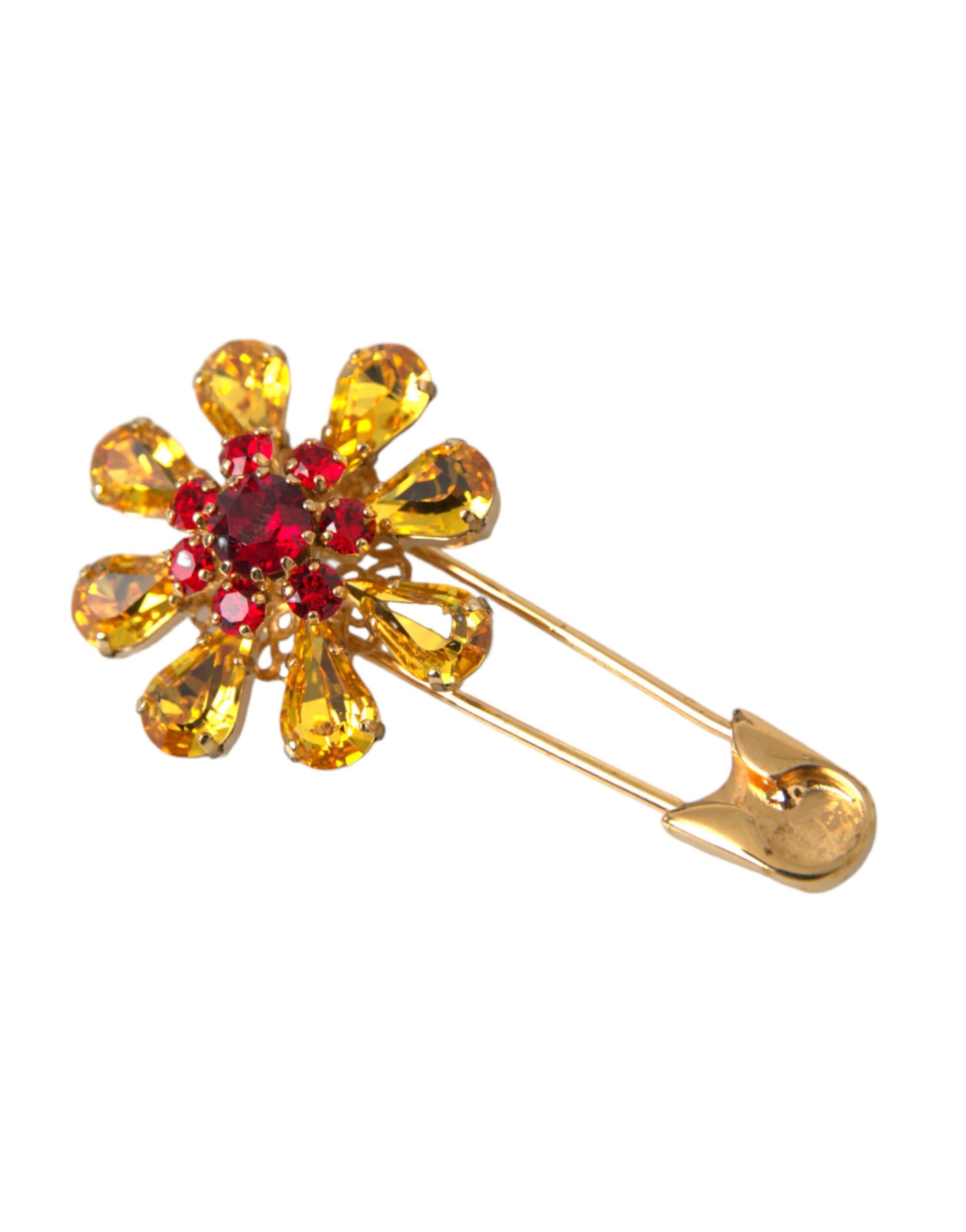 Gold Messing Floral Kristall Schmuck Brosche Pin