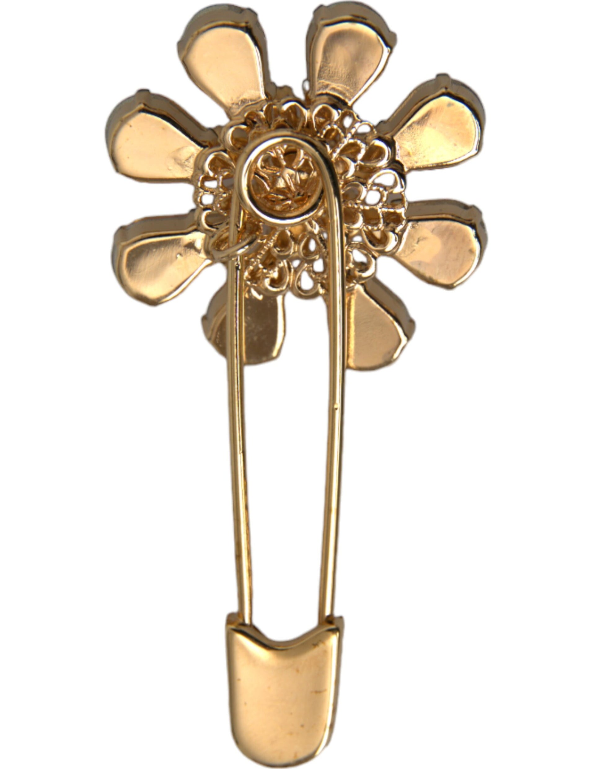 Gold Messing Floral Kristall Schmuck Brosche Pin