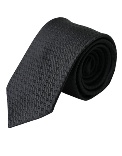 Black STAFF Patterned Cotton Adjustable Men Tie