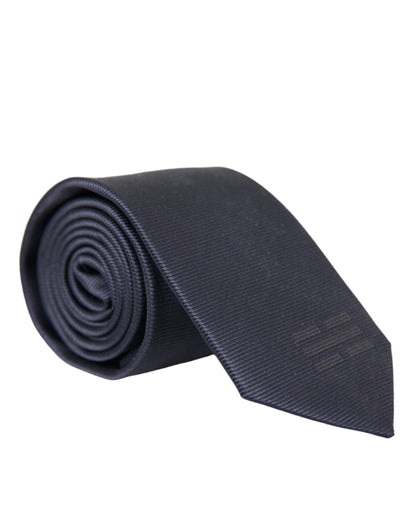 Blue Solid Silk Adjustable Tie Men