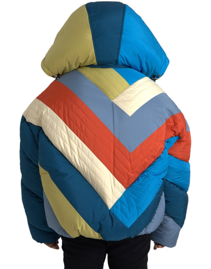 Mehrfarbige Puffer-Windjacke mit Logo