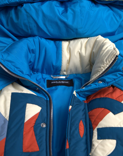 Mehrfarbige Puffer-Windjacke mit Logo