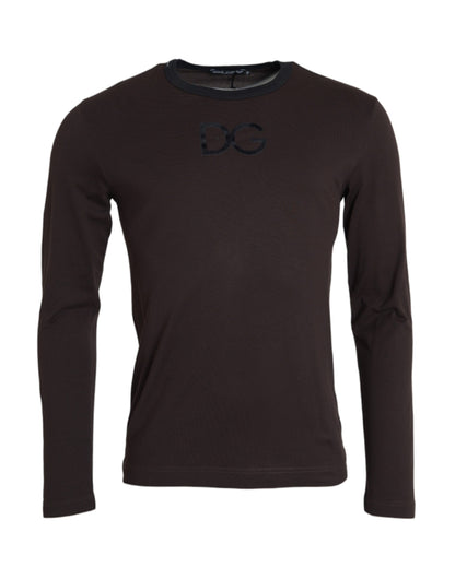 Brauner Pullover mit Rundhalsausschnitt und DG-Logo