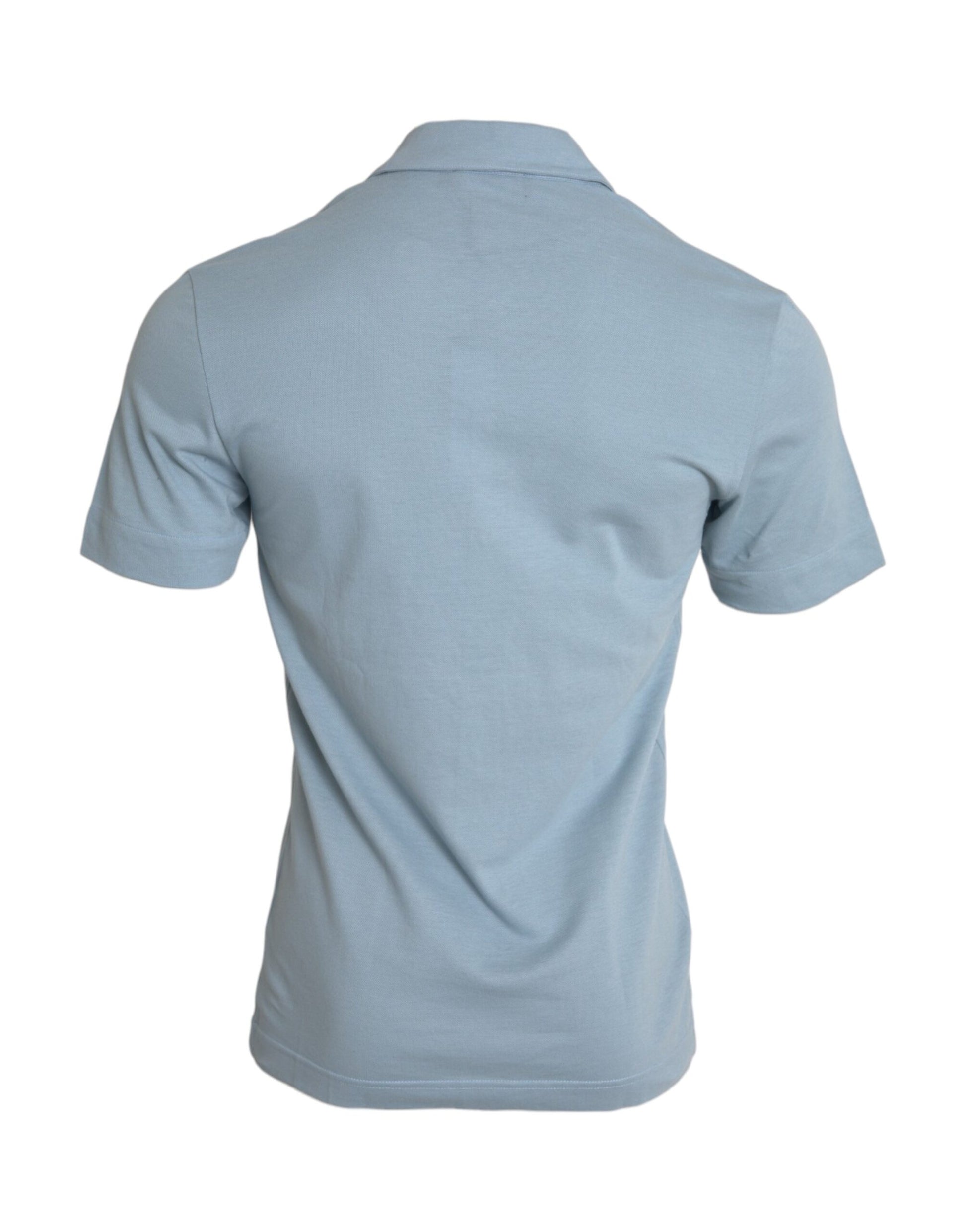 Hellblaues Polo-T-Shirt aus Baumwolle mit Kragen und Logo