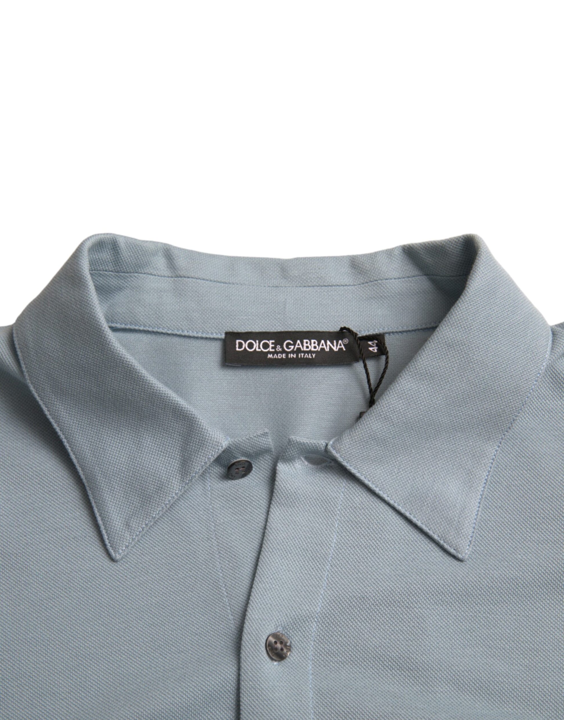 Hellblaues Polo-T-Shirt aus Baumwolle mit Kragen und Logo