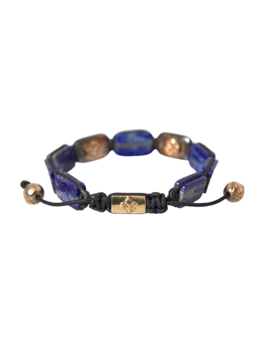 Flache Perle Blau Lapis Weiß CZ 925 Armband Herren