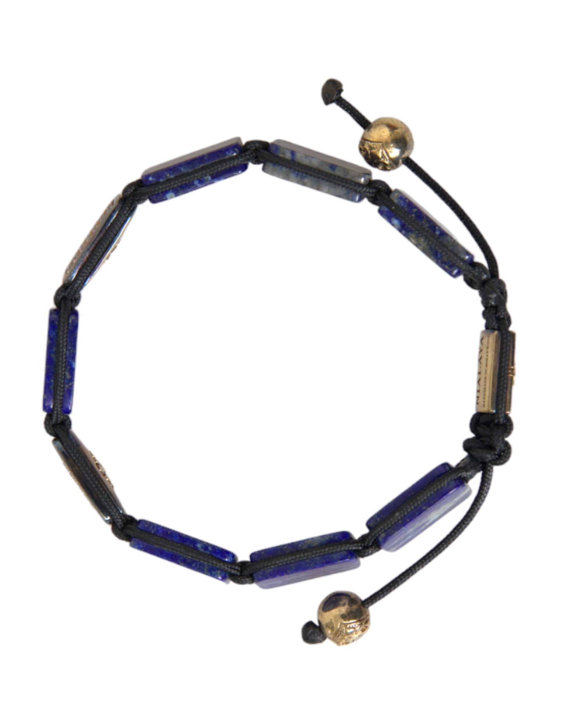 Flache Perle Blau Lapis Weiß CZ 925 Armband Herren