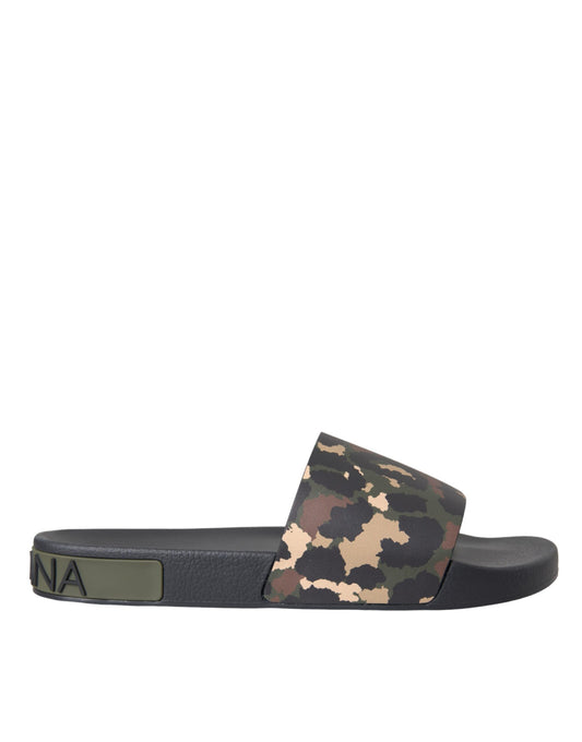 Mehrfarbige Camouflage-Strandschuhe aus Leder für Herren