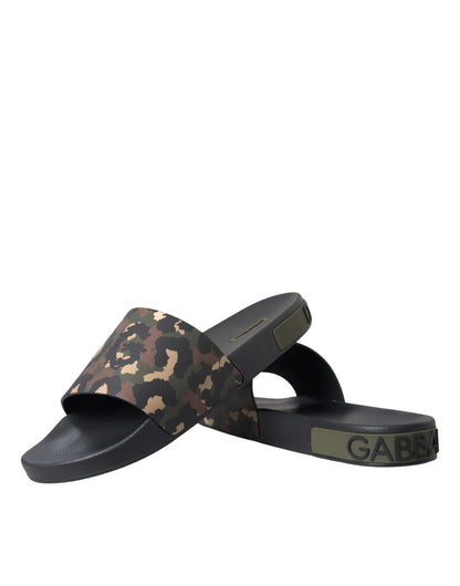 Multicolor Camouflage Leather Beachwear Men Shoes