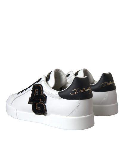 White Leather DG Logo Casual Low Top Sneakers Shoes