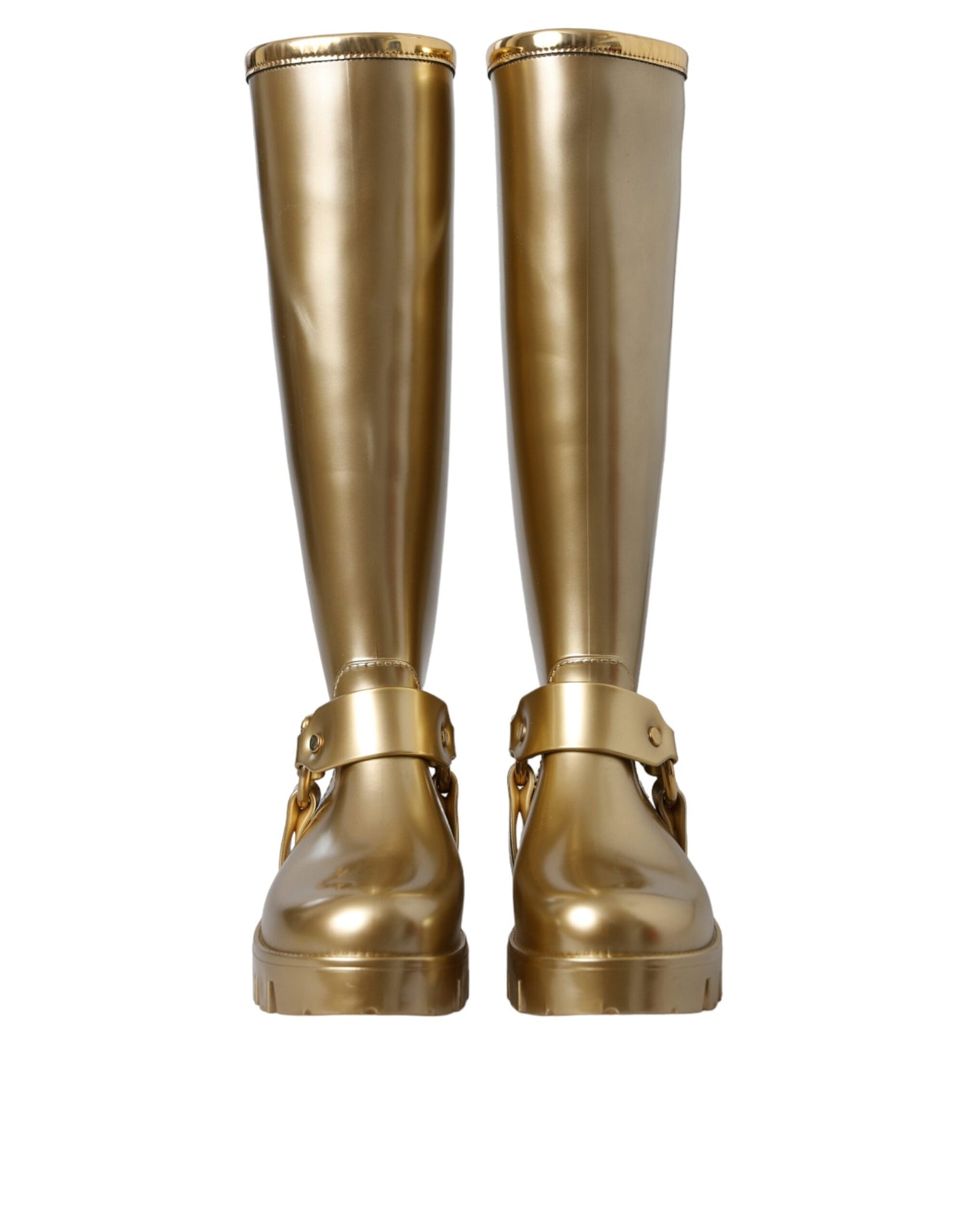 Gummistiefel aus PVC in Metallic-Gold