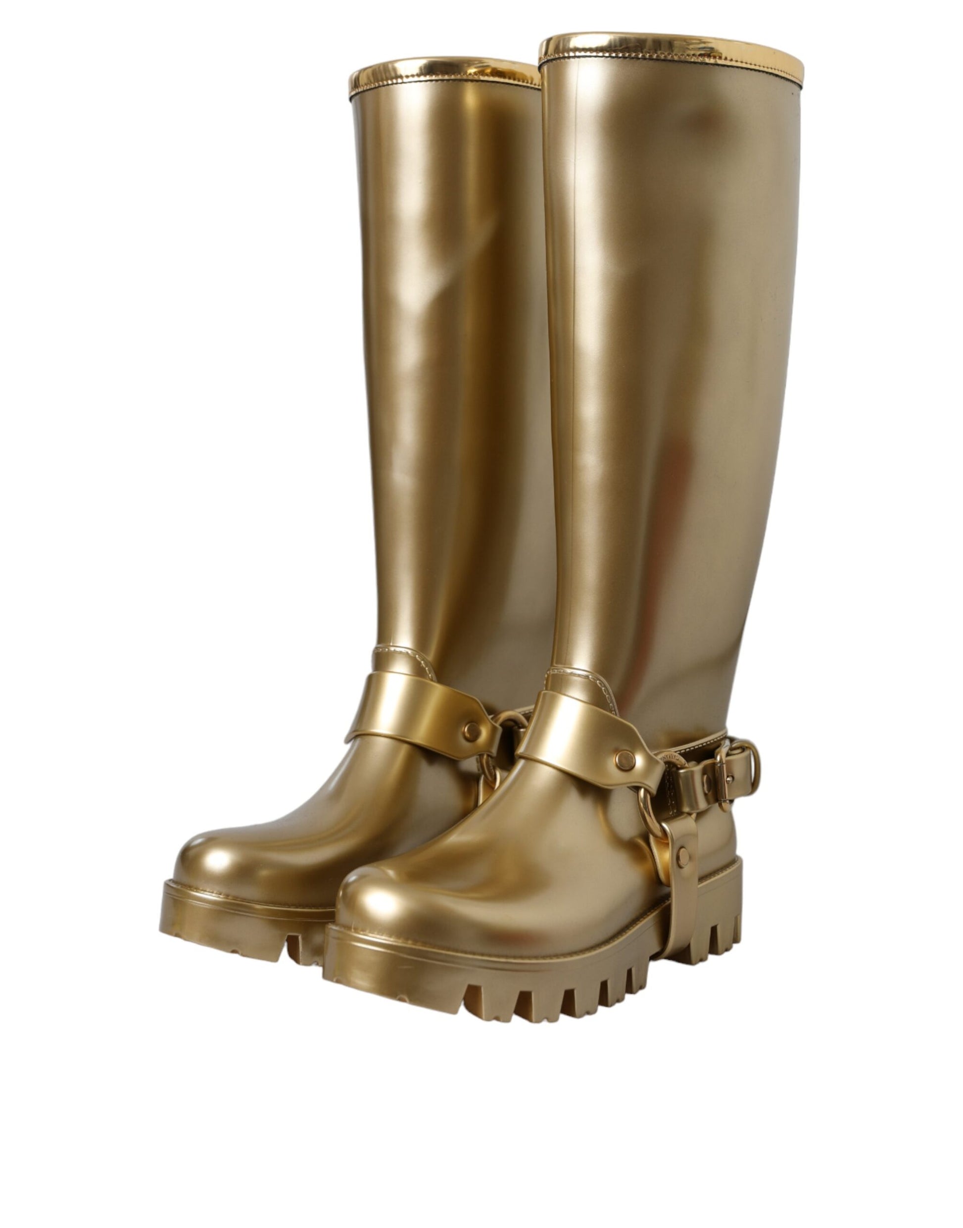 Gummistiefel aus PVC in Metallic-Gold