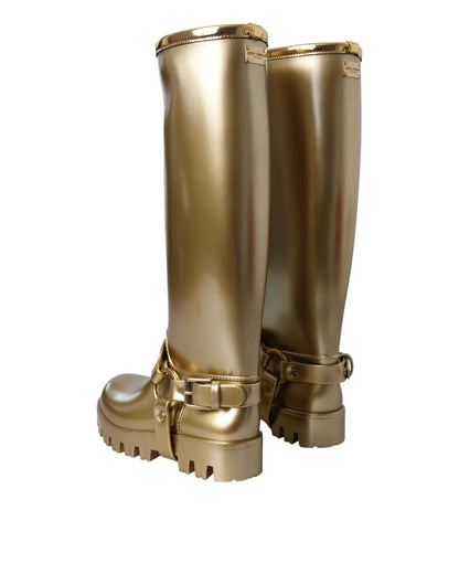 Gummistiefel aus PVC in Metallic-Gold