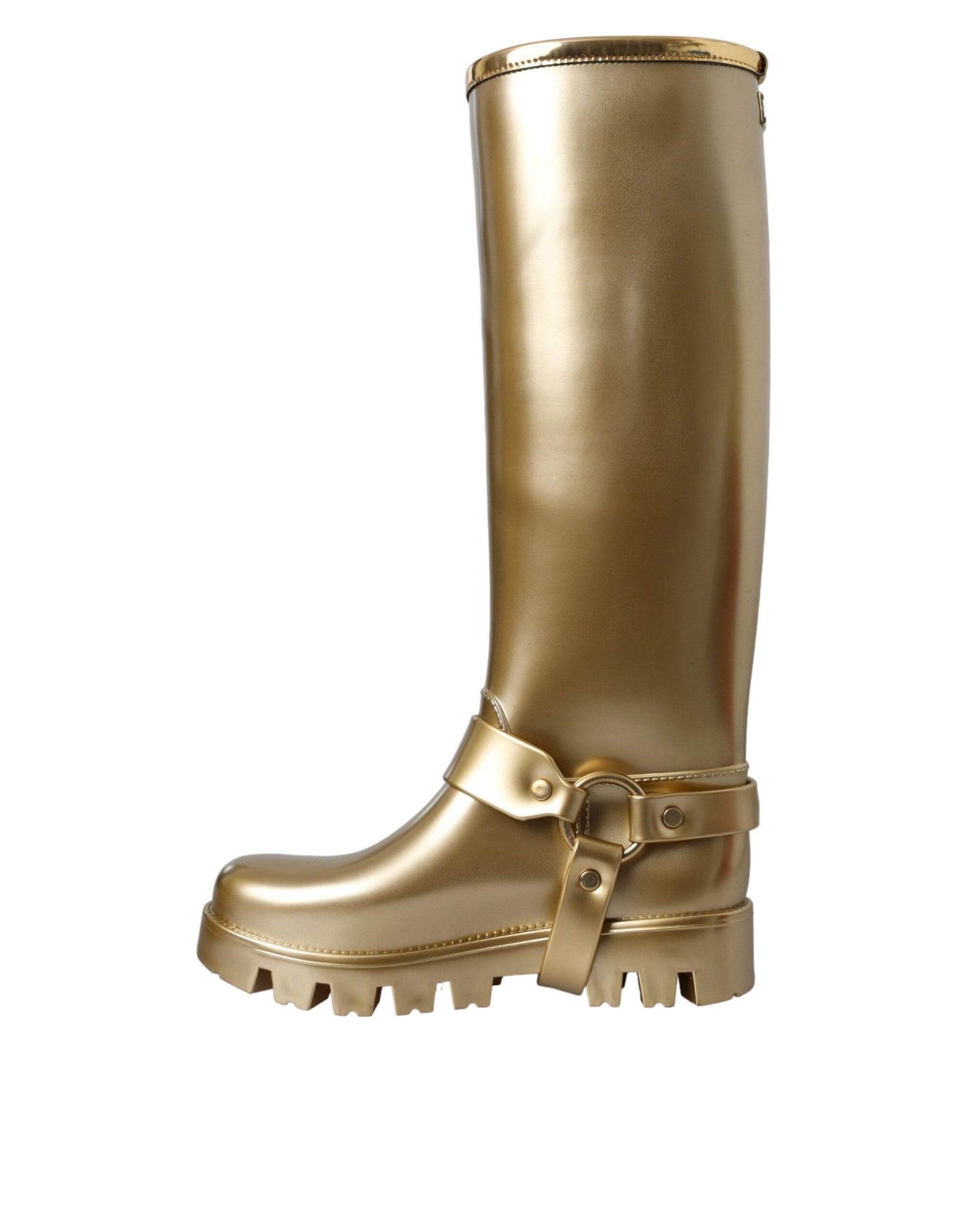 Gummistiefel aus PVC in Metallic-Gold