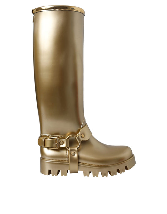 Gummistiefel aus PVC in Metallic-Gold