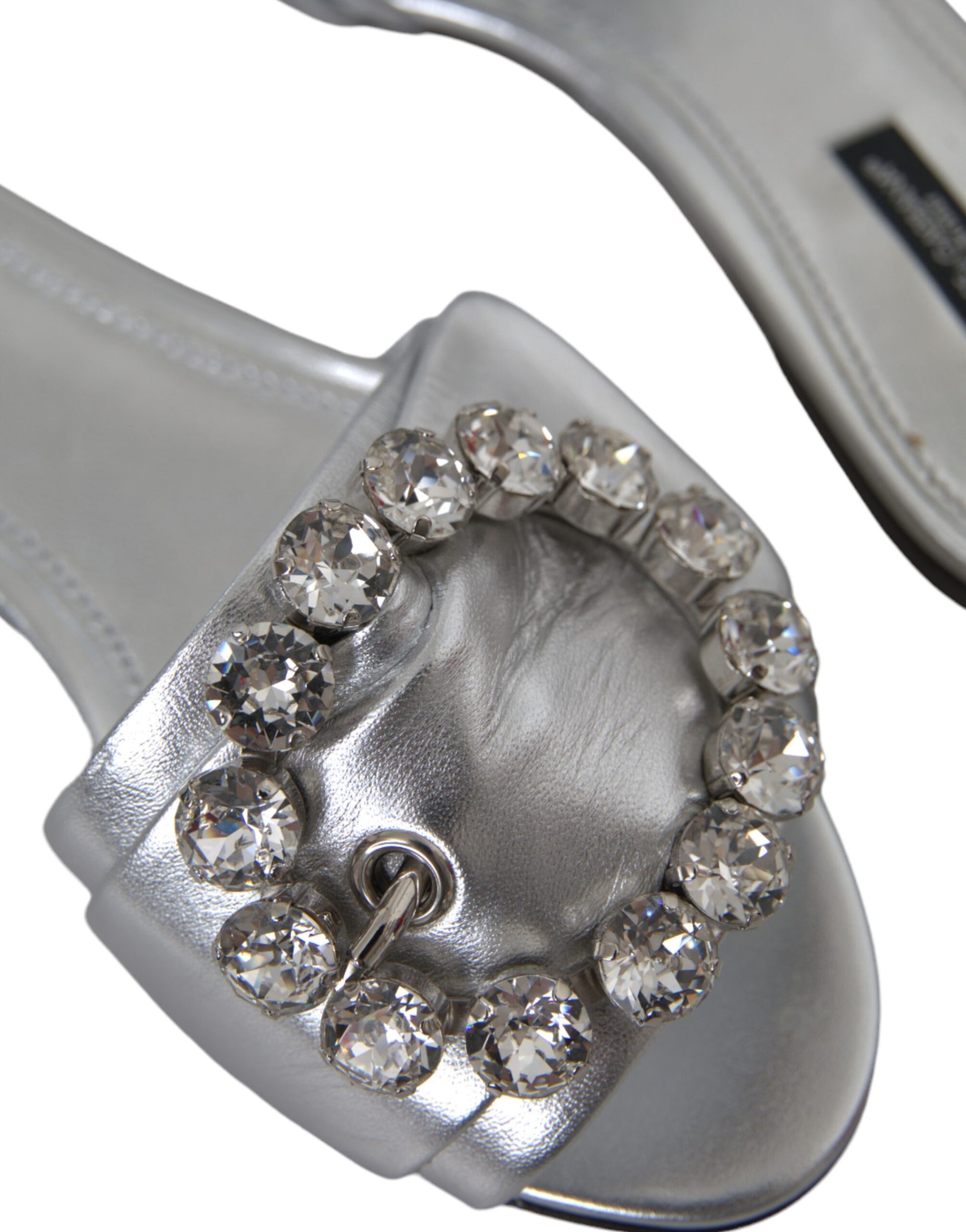 Silver Crystal Leather Flats Sandals Shoes