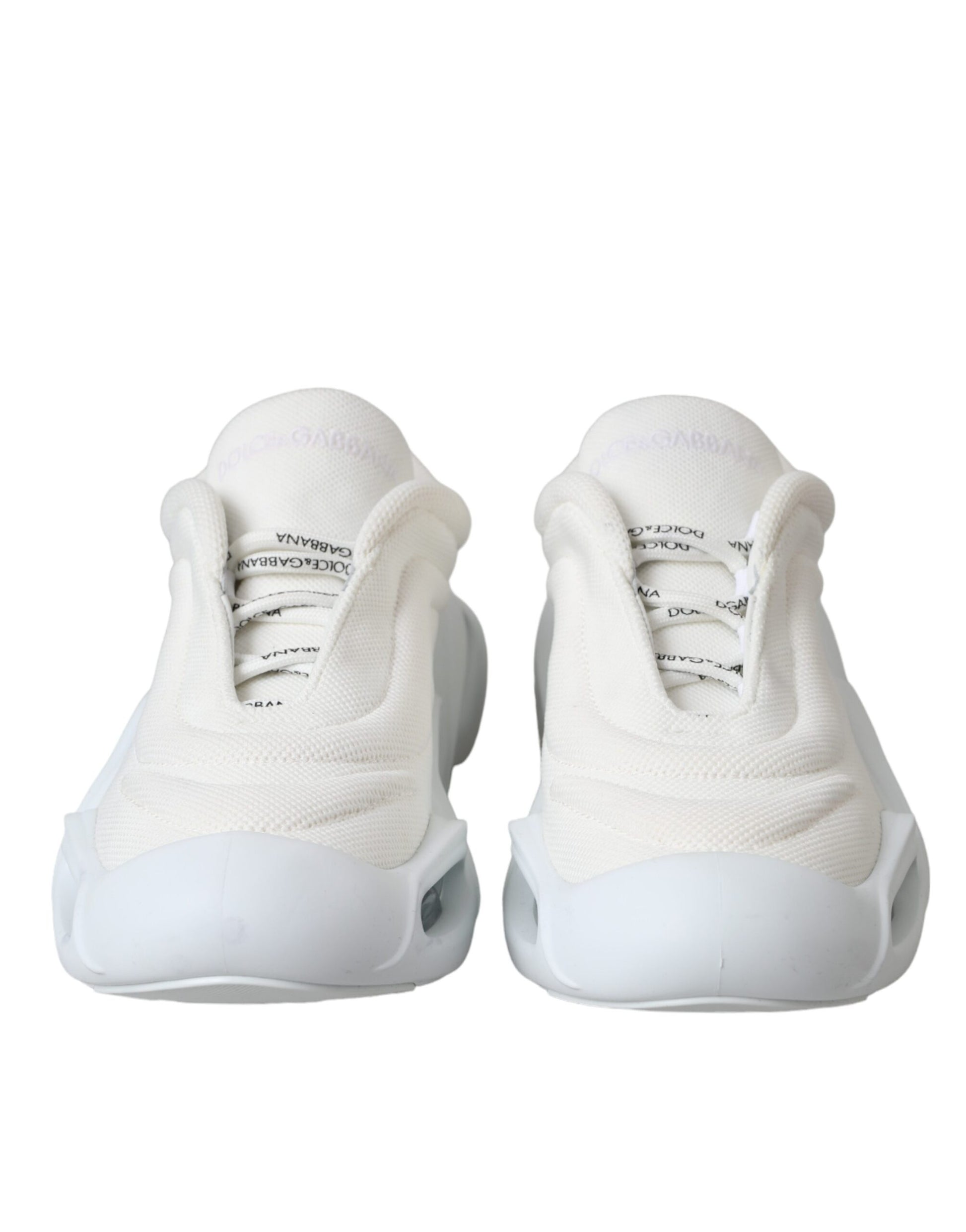 White Padded Fabric Wave Low Top Sneakers Shoes