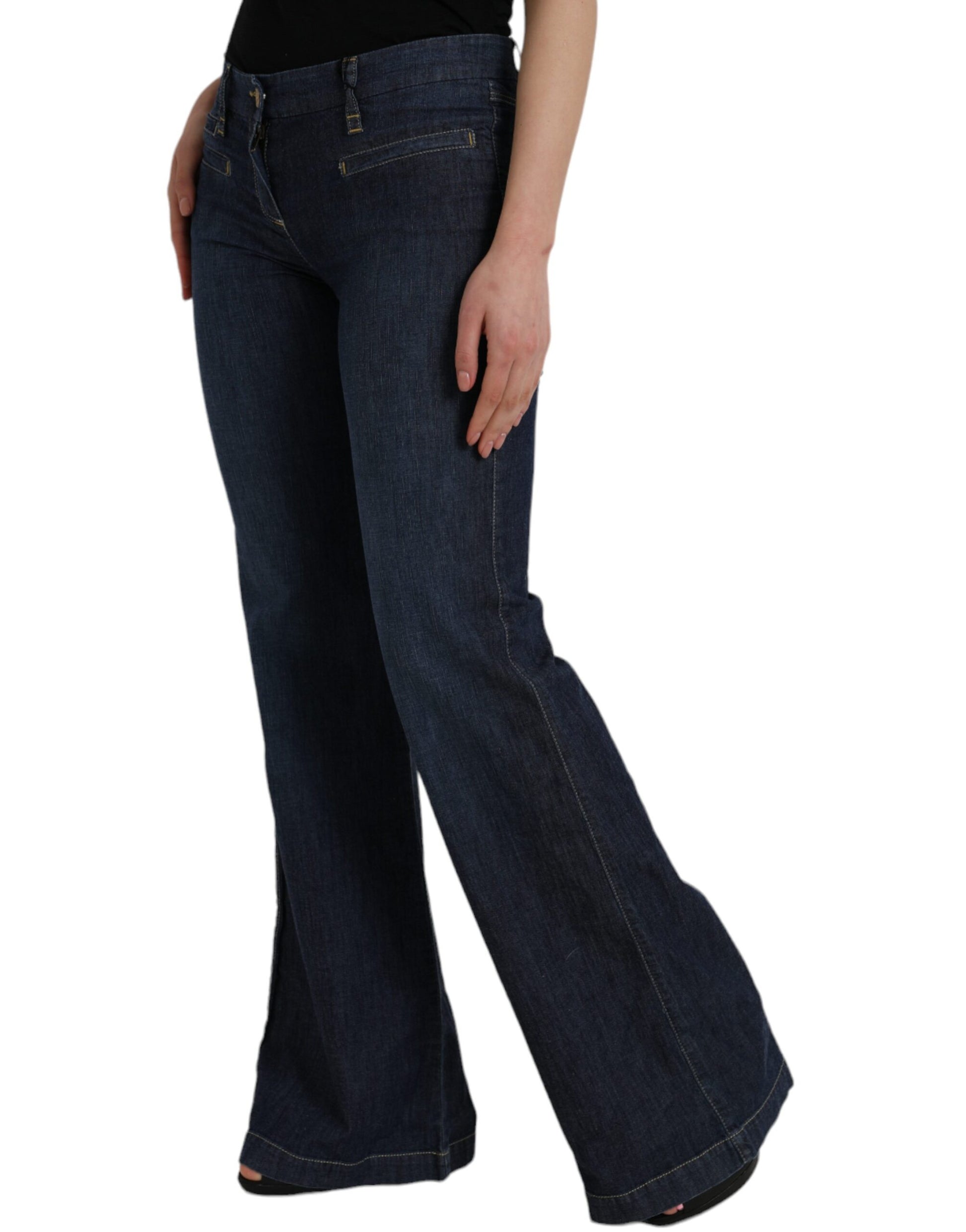 Dunkelblaue Bootcut-Jeans aus Baumwolle