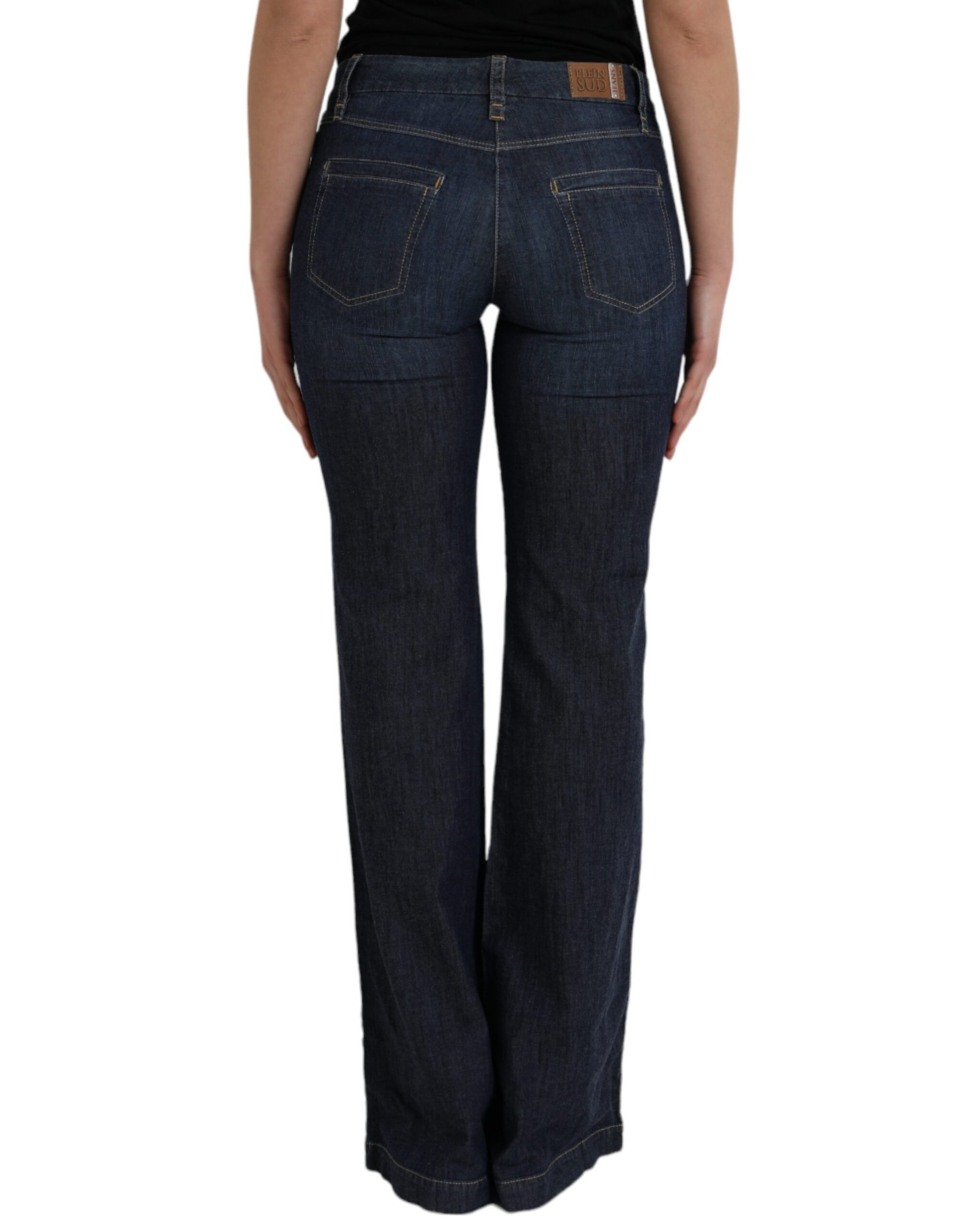 Dunkelblaue Bootcut-Jeans aus Baumwolle