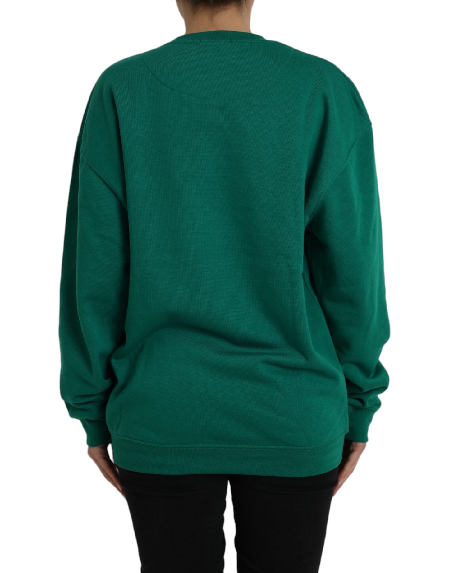 Grüner Pullover mit langen Ärmeln aus Baumwolle mit Logo-Print