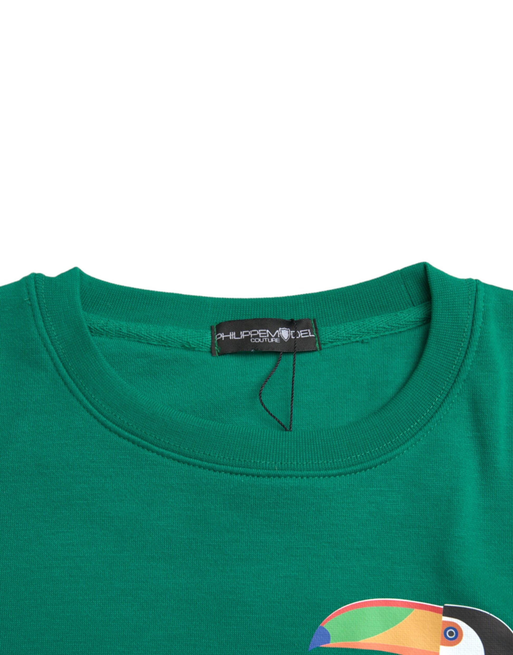 Grüner Pullover mit langen Ärmeln aus Baumwolle mit Logo-Print