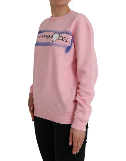 Rosa Pullover mit langen Ärmeln aus Baumwolle mit Logo-Print