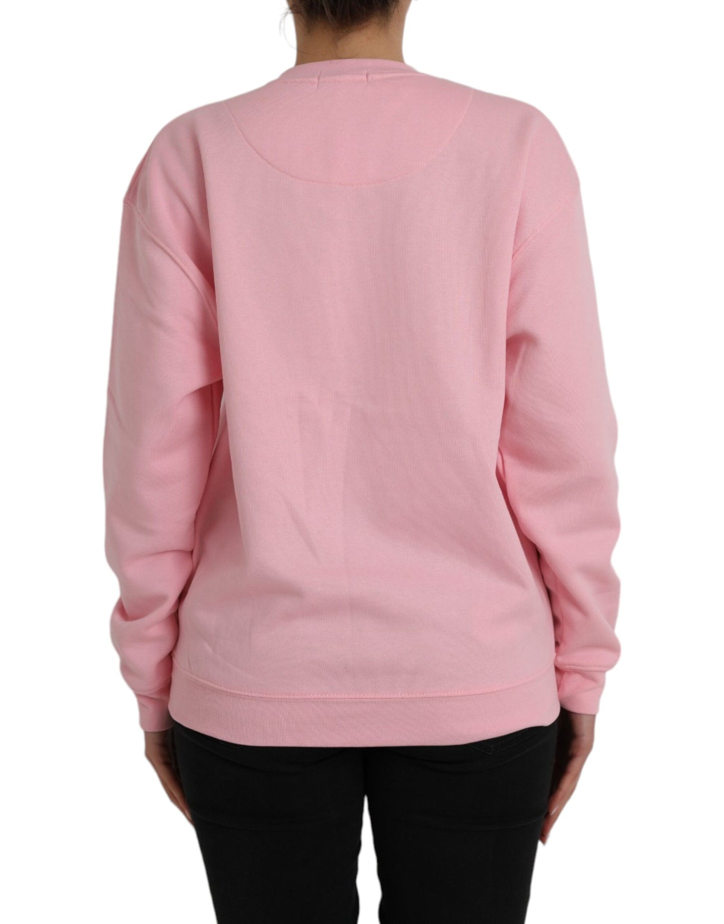 Rosa Pullover mit langen Ärmeln aus Baumwolle mit Logo-Print