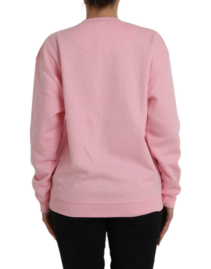 Rosa Pullover mit langen Ärmeln aus Baumwolle mit Logo-Print