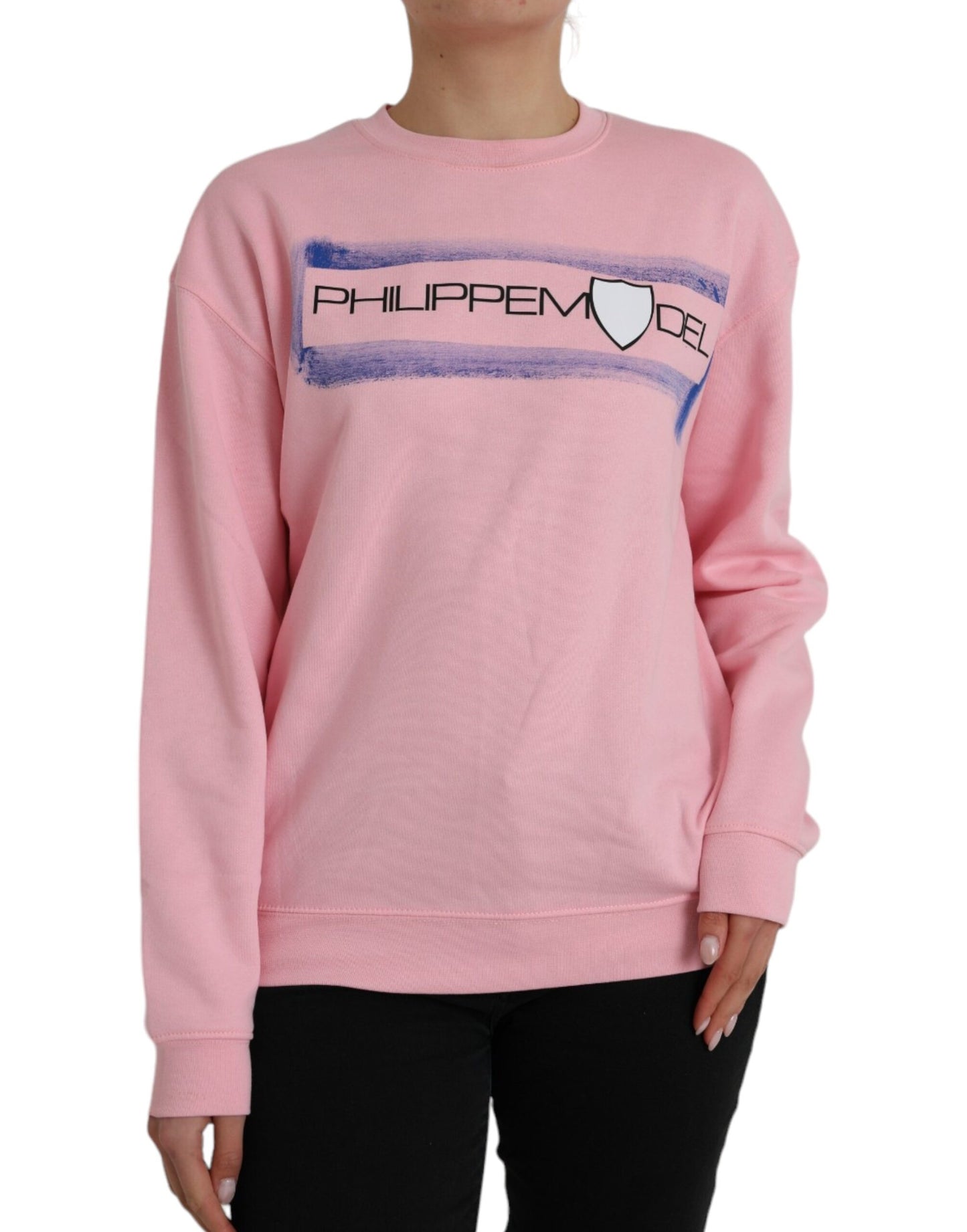 Rosa Pullover mit langen Ärmeln aus Baumwolle mit Logo-Print