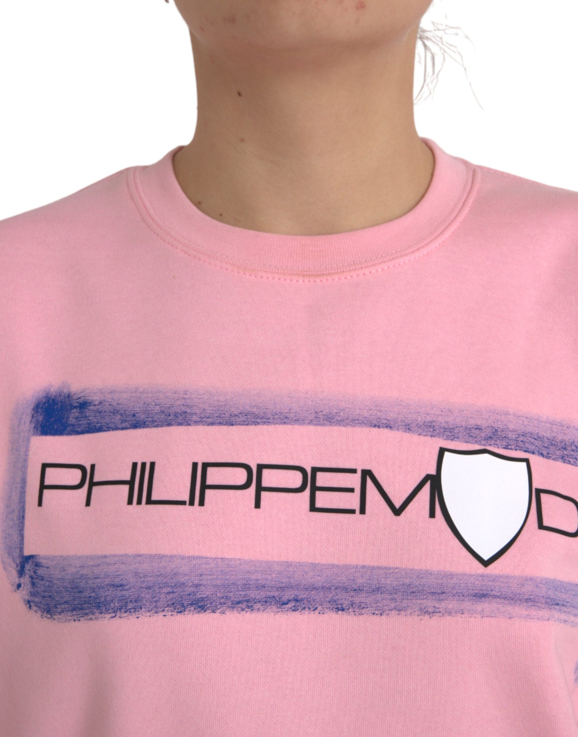 Rosa Pullover mit langen Ärmeln aus Baumwolle mit Logo-Print