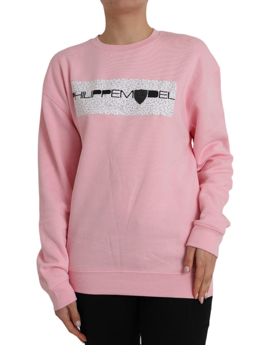 Rosa Pullover mit langen Ärmeln aus Baumwolle mit Logo