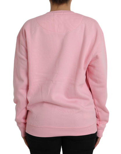 Pink Cotton Logo Long Sleeves Pullover Sweater