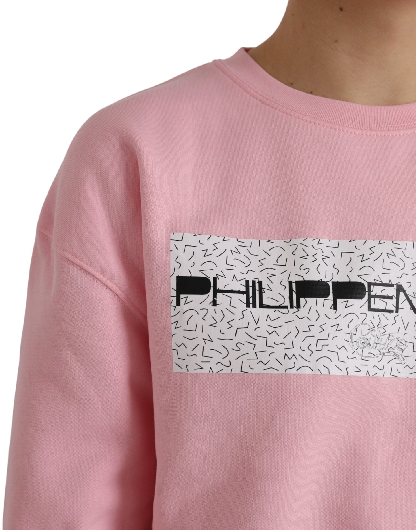 Pink Cotton Logo Long Sleeves Pullover Sweater