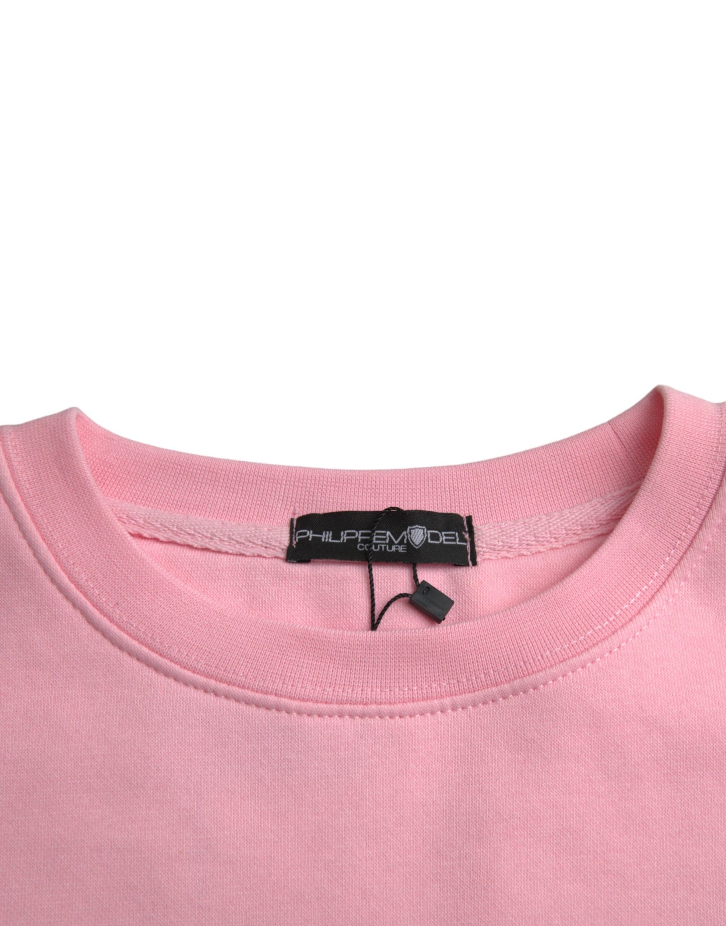 Pink Cotton Logo Long Sleeves Pullover Sweater