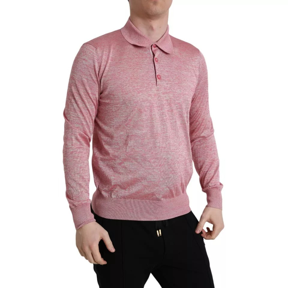 Rosa Pullover aus Polyester mit Kragen für Herren