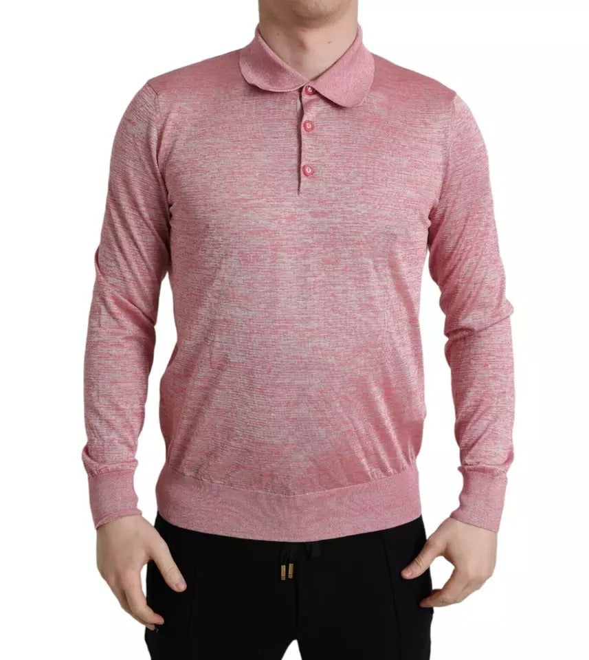 Rosa Pullover aus Polyester mit Kragen für Herren