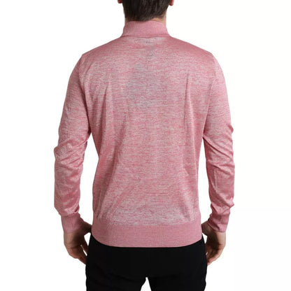 Rosa Pullover aus Polyester mit Kragen für Herren