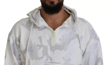 Weißer Camouflage Kapuzenpullover