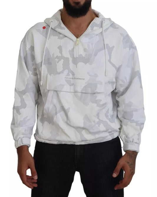 Weißer Camouflage Kapuzenpullover