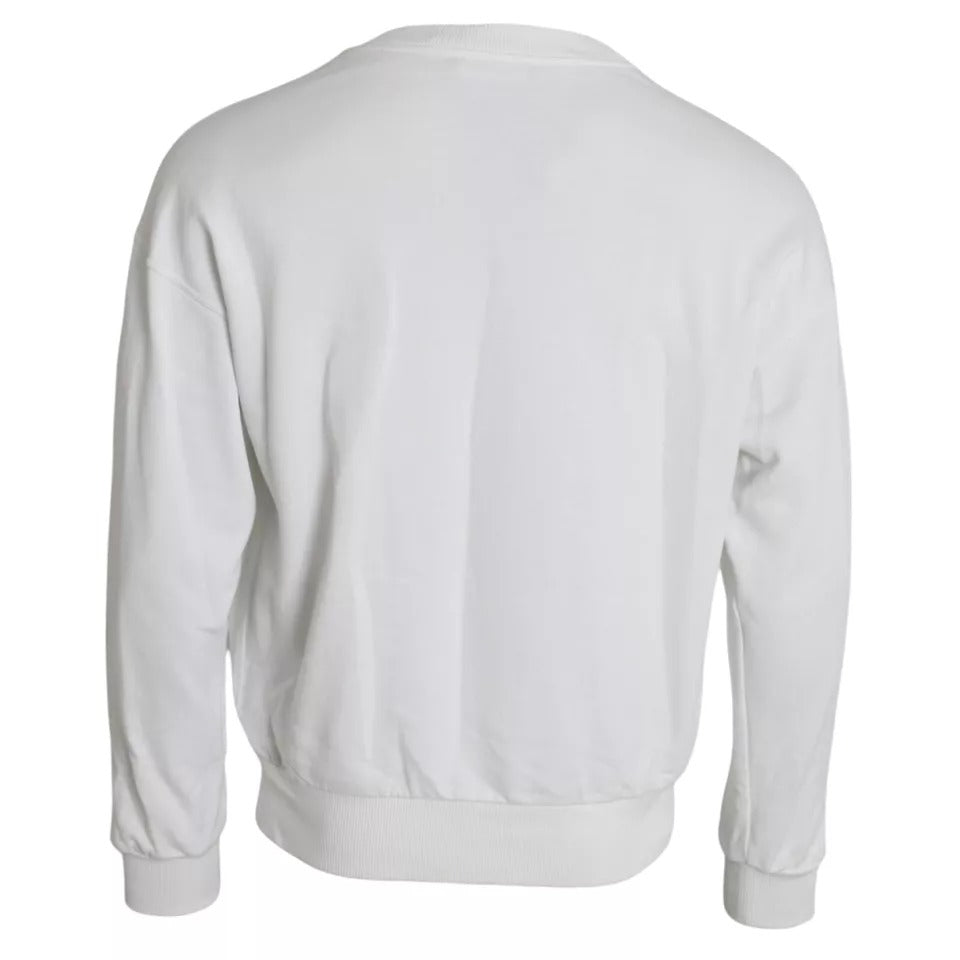 Weißer Baumwoll-Sweatshirtpullover mit geprägtem Logo für Herren