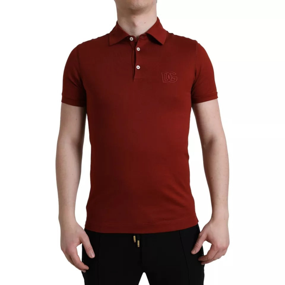 Rotes kurzärmliges Herren-T-Shirt mit Logo-Kragen