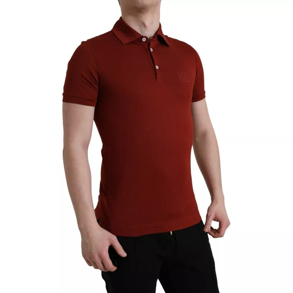 Rotes kurzärmliges Herren-T-Shirt mit Logo-Kragen