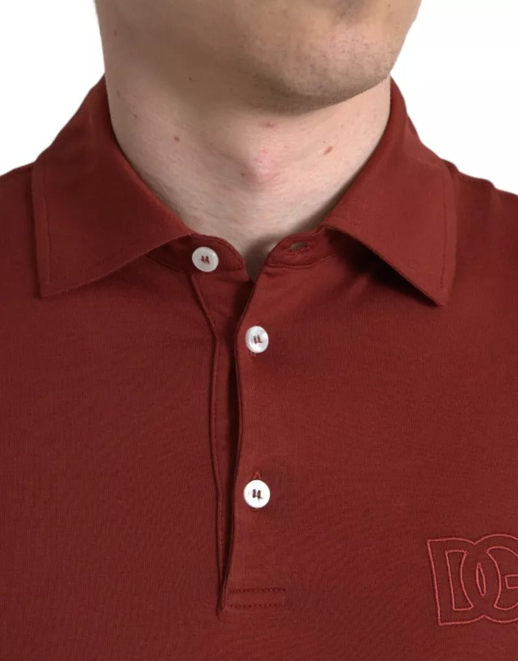 Rotes kurzärmliges Herren-T-Shirt mit Logo-Kragen