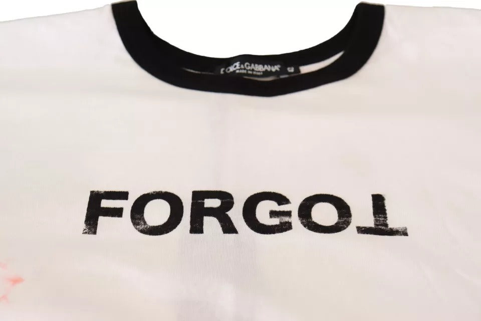 Weißes, kurzärmliges Crop-T-Shirt mit „Forgotten“-Print